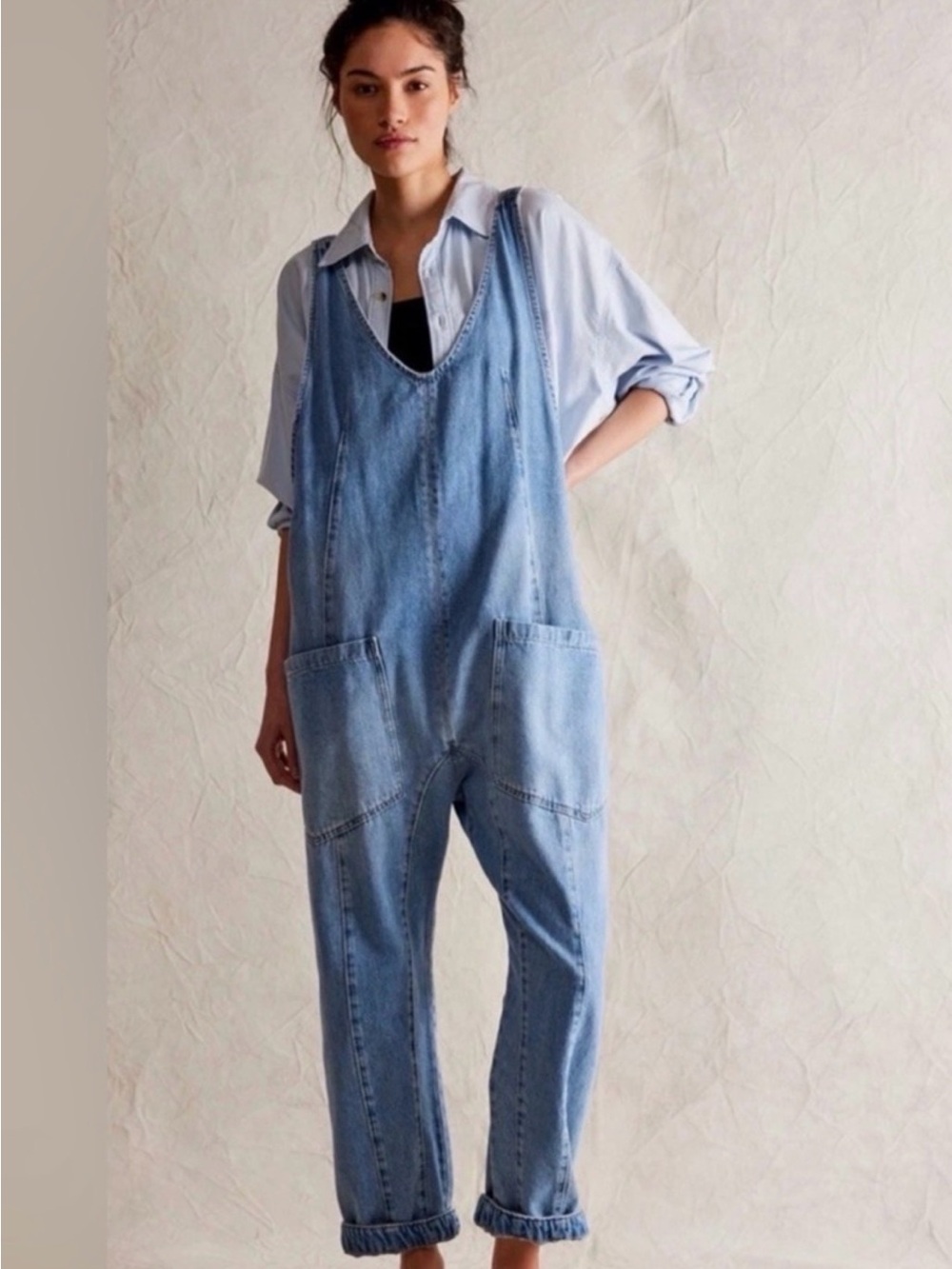 We The Free Light Blue Denim Women's Overalls